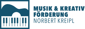 Logo Musik&Kreativförderung Norbert Kreipl mit Klaviertasten und Gitarrenkörper